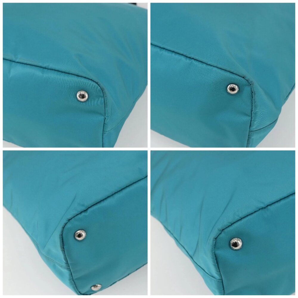 PRADA Tote Bag Nylon 2way Turquoise Blue Silver - Picture 14 of 16
